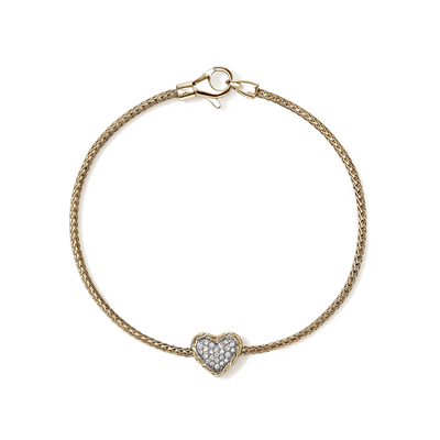 John Hardy Essential Gold Diamond Pavé Heart Bracelet - John Hardy product