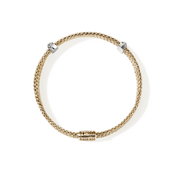 John Hardy Icon Diamond Pave 6mm Gold Flat Link Chain Bracelet