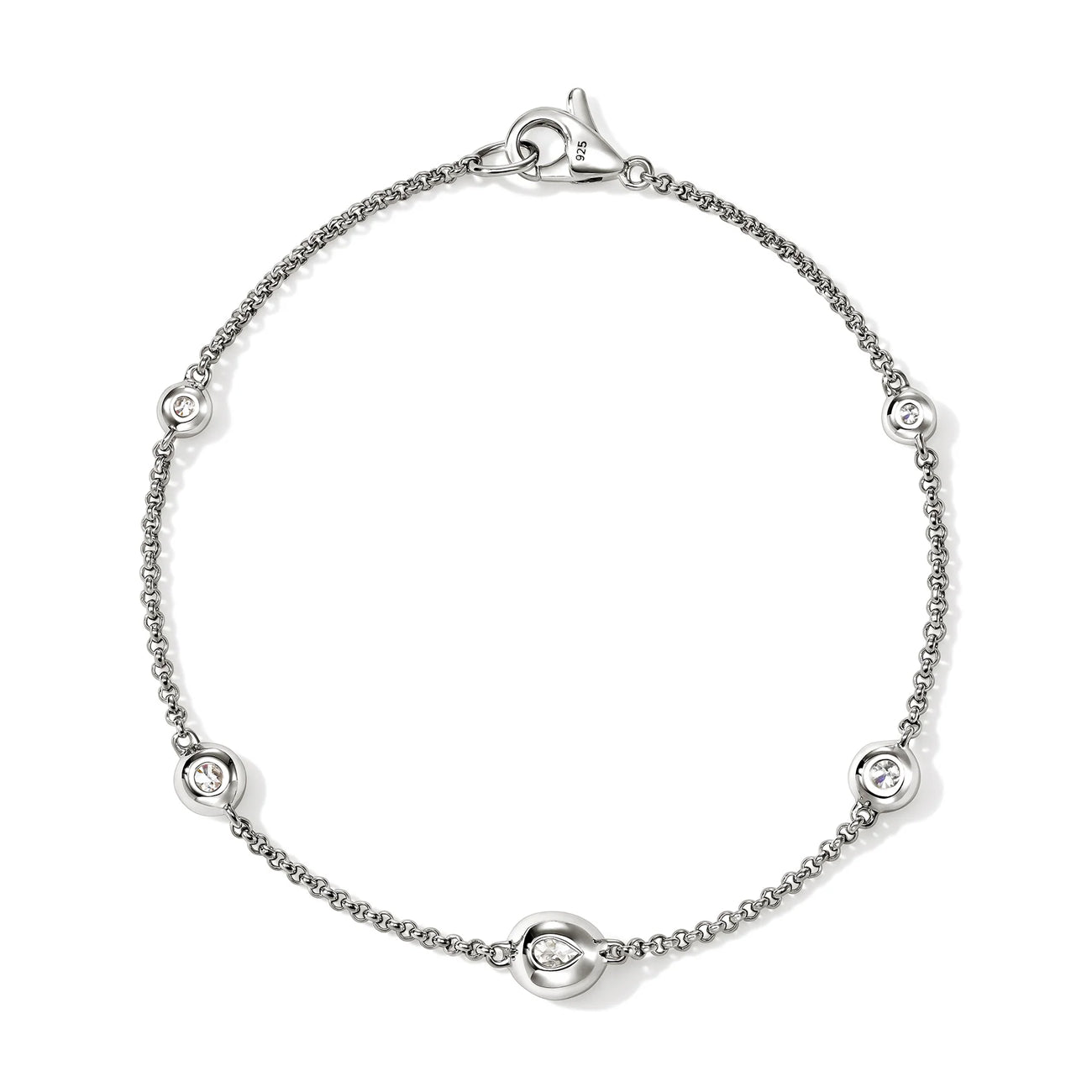 John Hardy Lovestruck Lab Grown Diamond Station Silver Bracelet