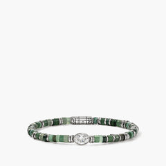 John Hardy Lovestruck Emerald and Lab Grown Diamond Heishi Bracelet