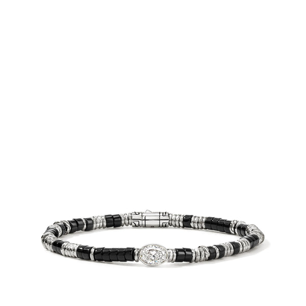 John Hardy Lovestruck Onyx and Lab Grown Diamond Heishi Bracelet