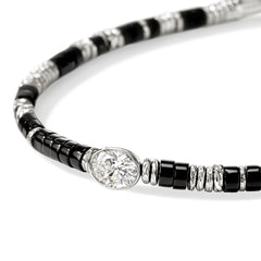 John Hardy Lovestruck Onyx and Lab Grown Diamond Heishi Bracelet
