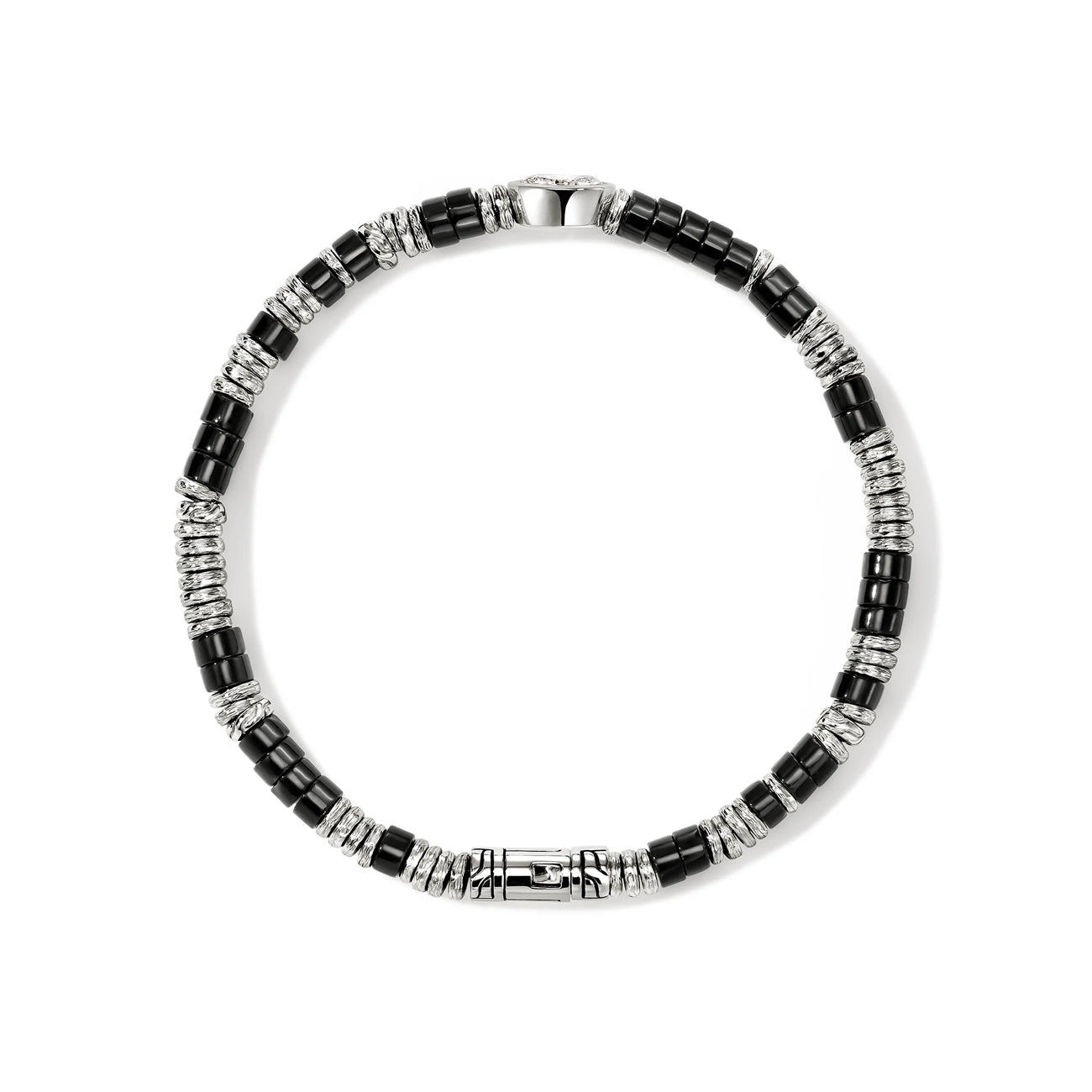John Hardy Lovestruck Onyx and Lab Grown Diamond Heishi Bracelet