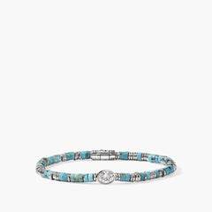 John Hardy Lovestruck Turquoise and Lab Grown Diamond Heishi Bracelet