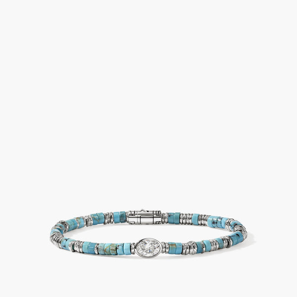 John Hardy Lovestruck Turquoise and Lab Grown Diamond Heishi Bracelet