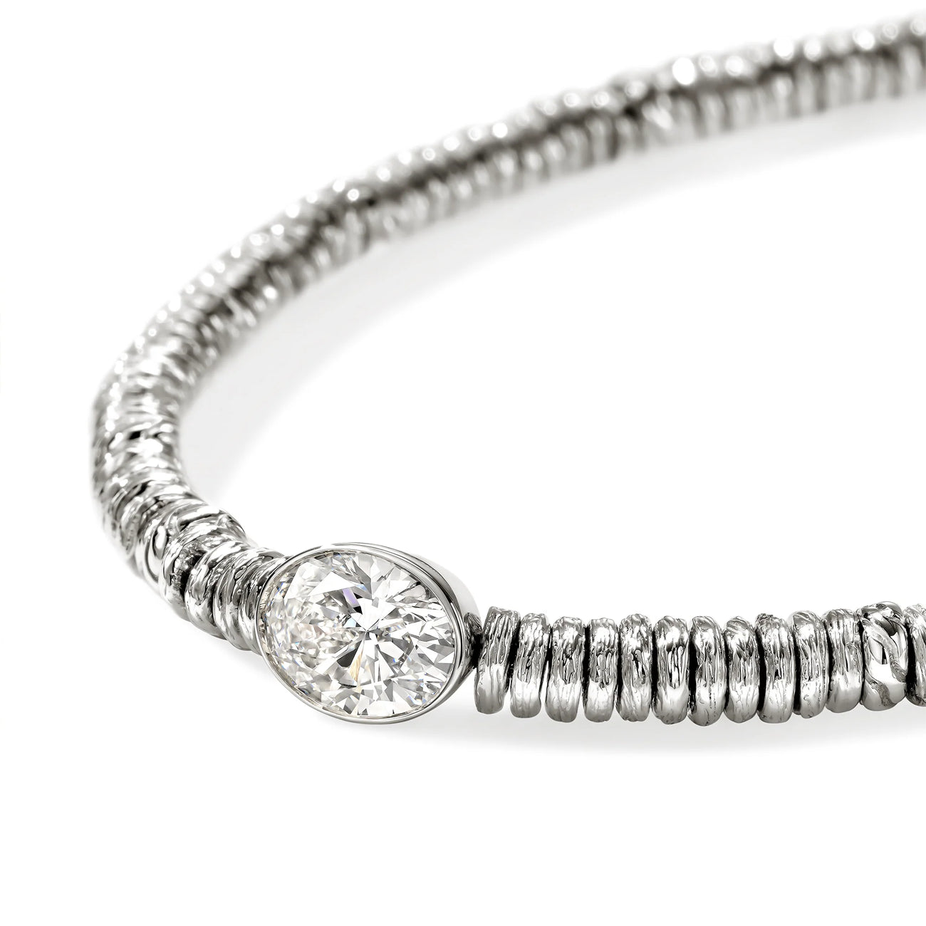 John Hardy Lovestruck Silver Heishi Lab Grown Diamond Bracelet