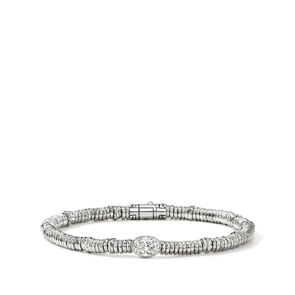 John Hardy Lovestruck Silver Heishi Lab Grown Diamond Bracelet