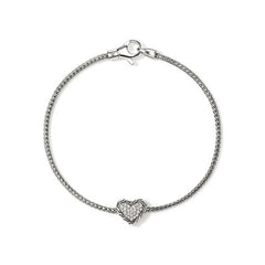 John Hardy Essential Silver Diamond Pavé Heart Bracelet