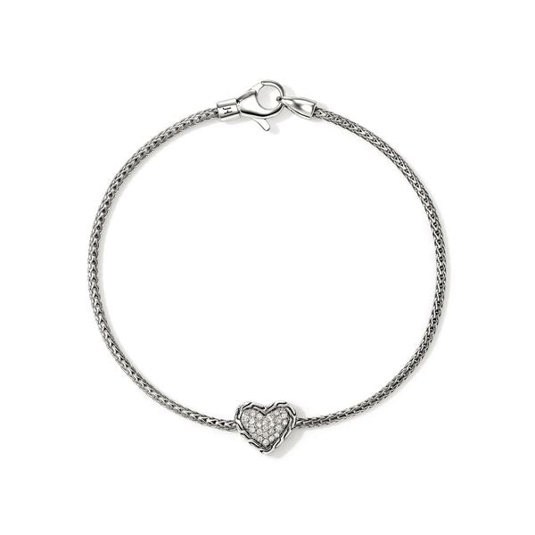 John Hardy Essential Silver Diamond Pavé Heart Bracelet