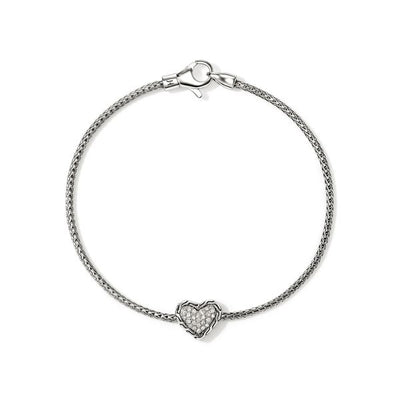 John Hardy Essential Silver Diamond Pavé Heart Bracelet - John Hardy product