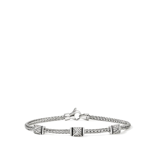 John Hardy Icon Stud Silver Diamond 2.5mm Bracelet