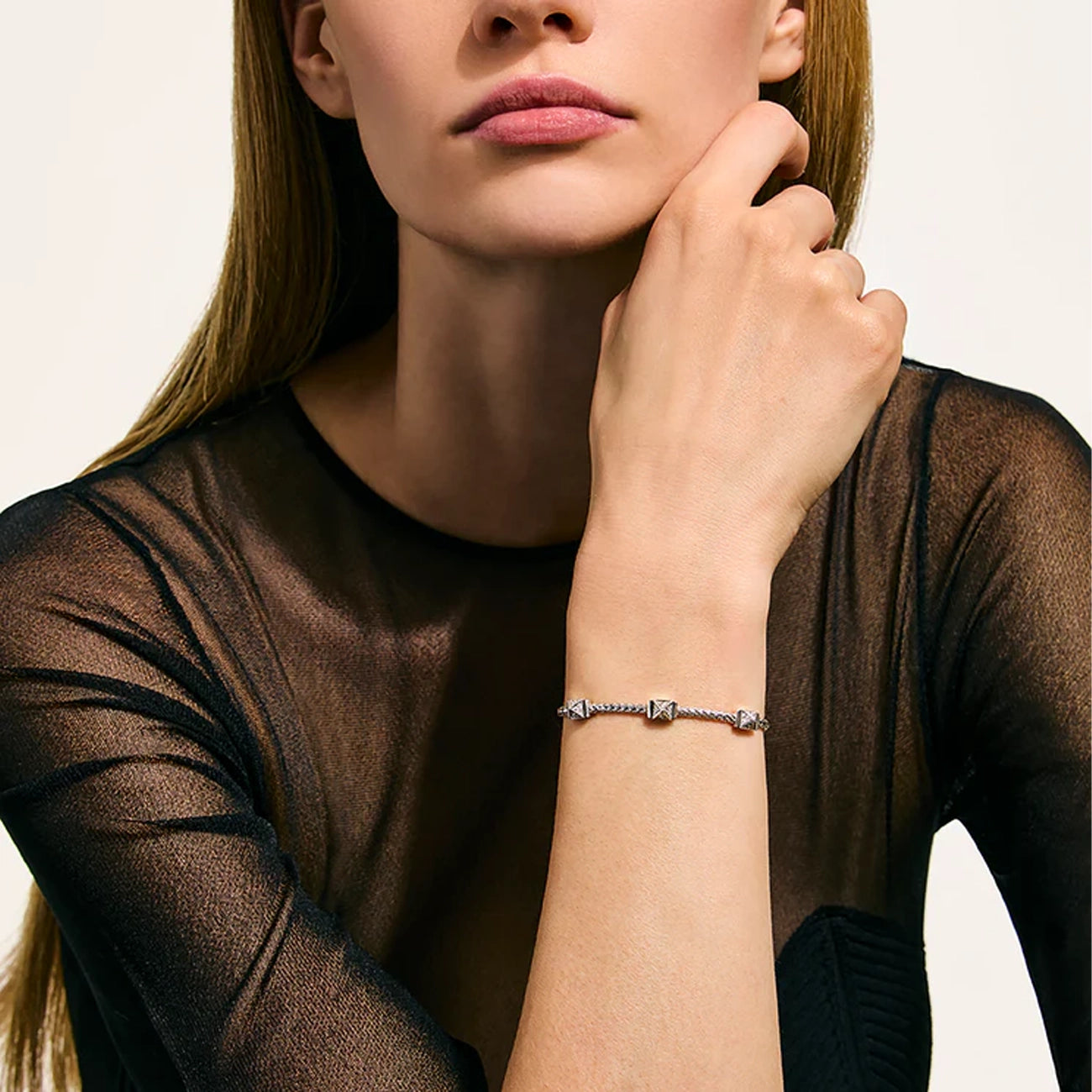 John Hardy Icon Stud Silver Diamond 2.5mm Bracelet