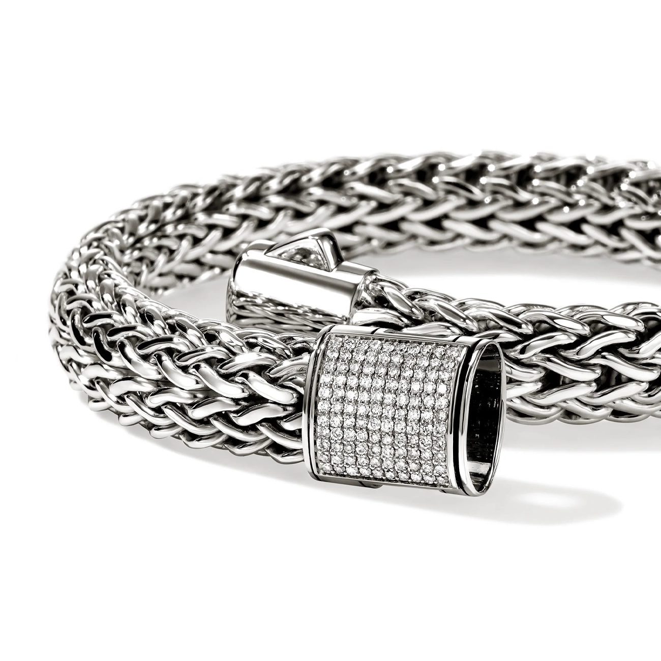 John Hardy Icon Silver 10.5mm Diamond Pavé Bracelet