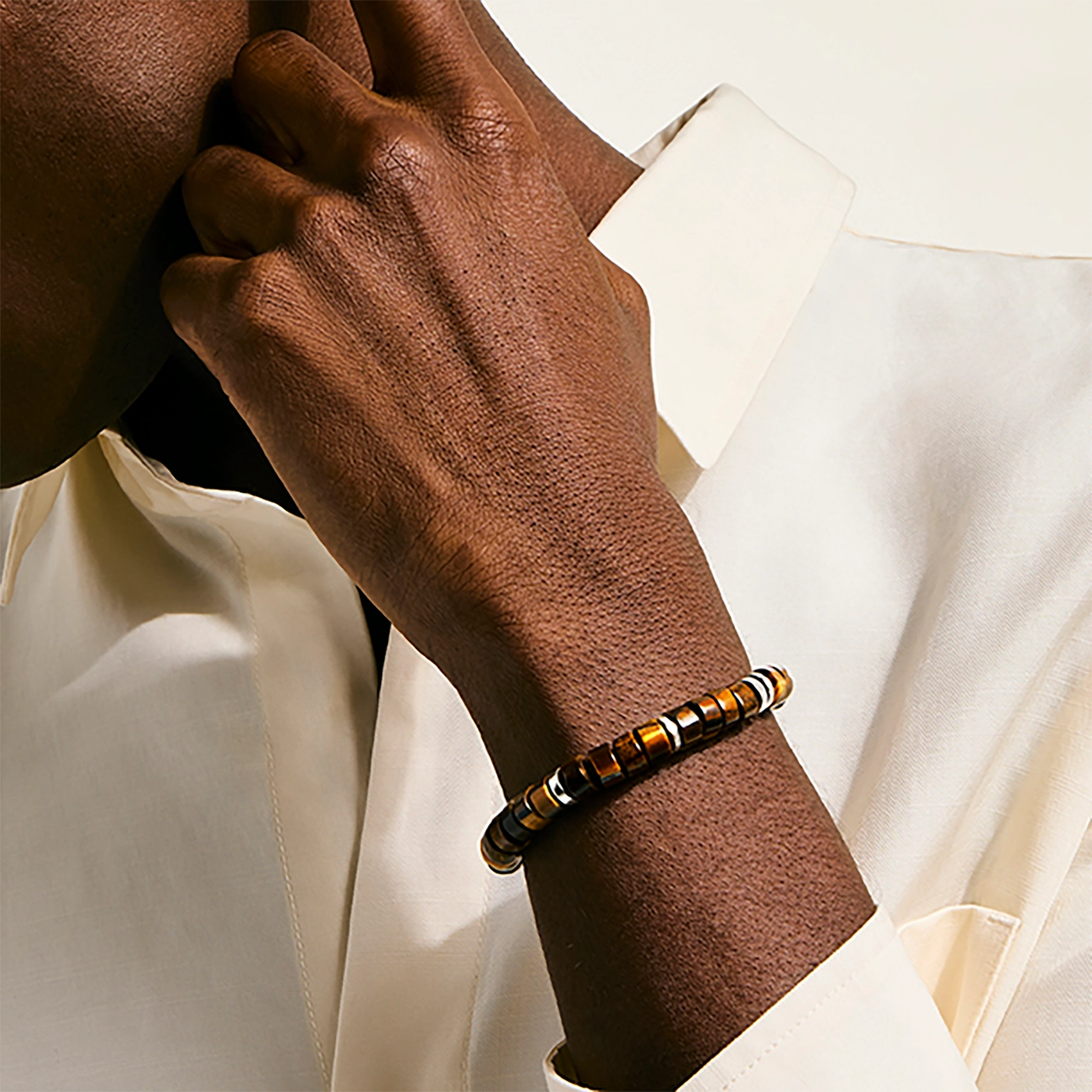 John Hardy Heishi Tiger Eye 8mm Beaded Bracelet