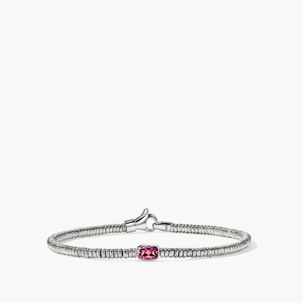 John Hardy Silver 2.5mm Heishi Bracelet with Rhodolite