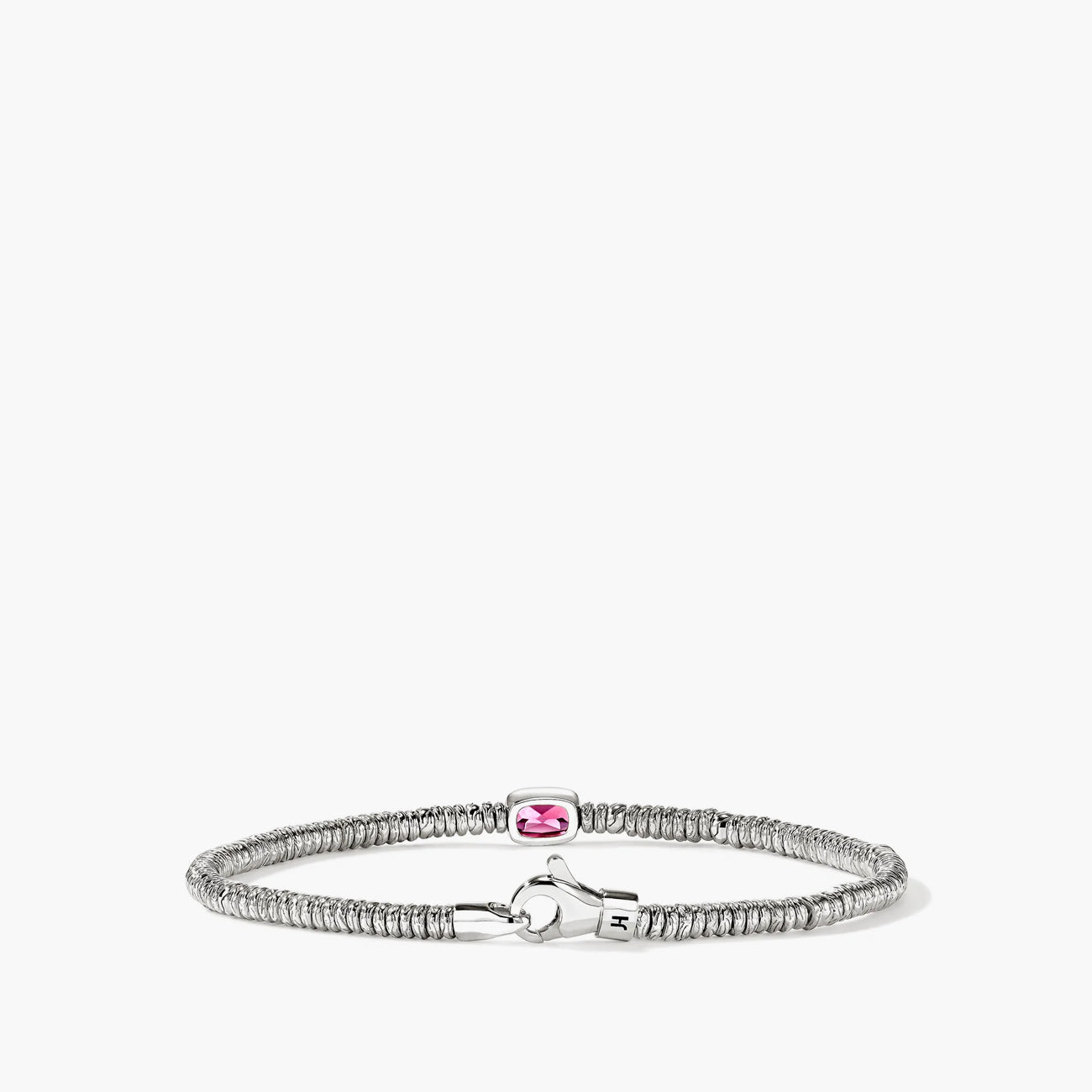 John Hardy Silver 2.5mm Heishi Bracelet with Rhodolite