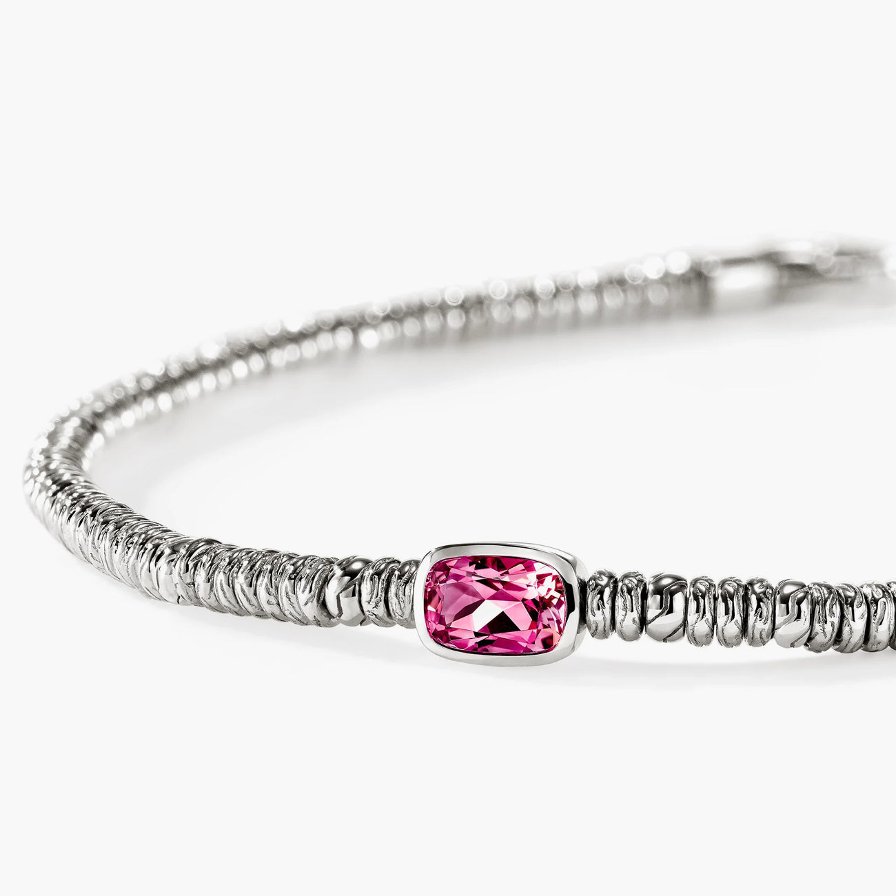 John Hardy Silver 2.5mm Heishi Bracelet with Rhodolite