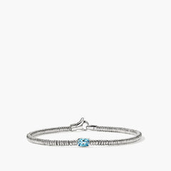 John Hardy Silver 2.5mm Heishi Bracelet with Swiss Blue Topaz
