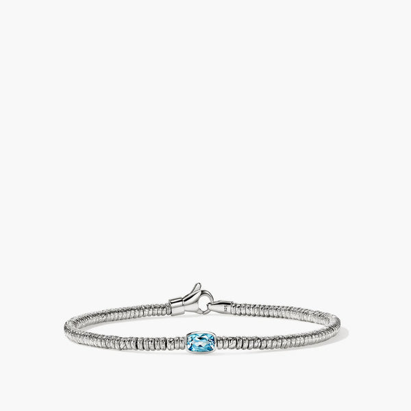 John Hardy Silver 2.5mm Heishi Bracelet with Swiss Blue Topaz