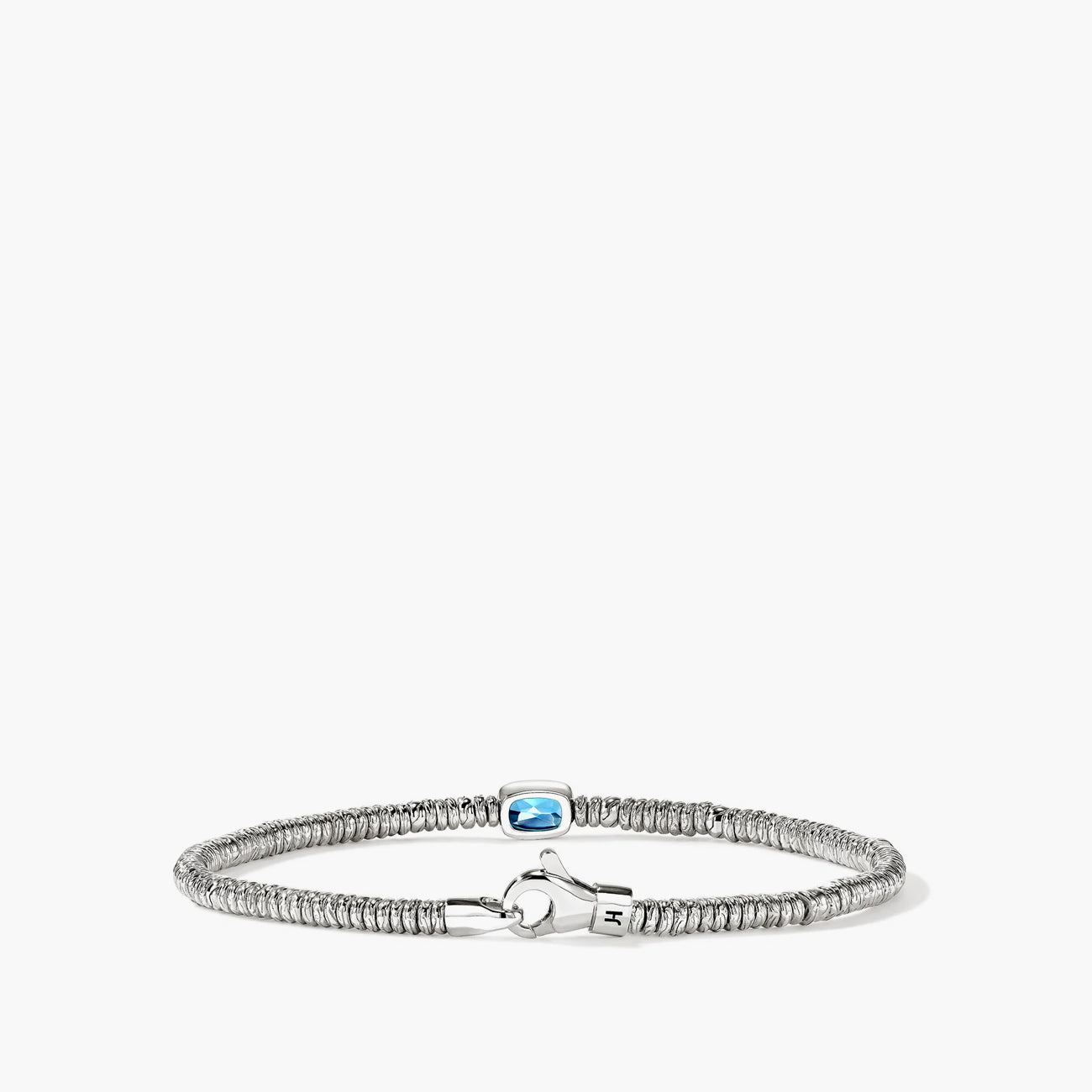 John Hardy Silver 2.5mm Heishi Bracelet with Swiss Blue Topaz