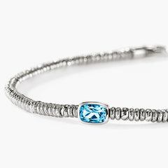 John Hardy Silver 2.5mm Heishi Bracelet with Swiss Blue Topaz