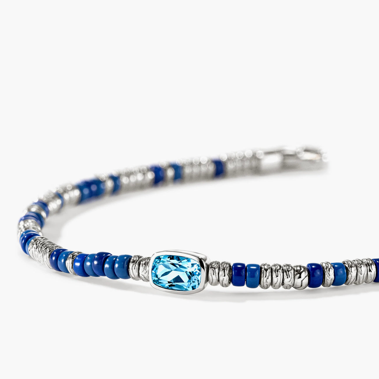 John Hardy 2.5mm Heishi Gem Bracelet with Swiss Blue Topaz