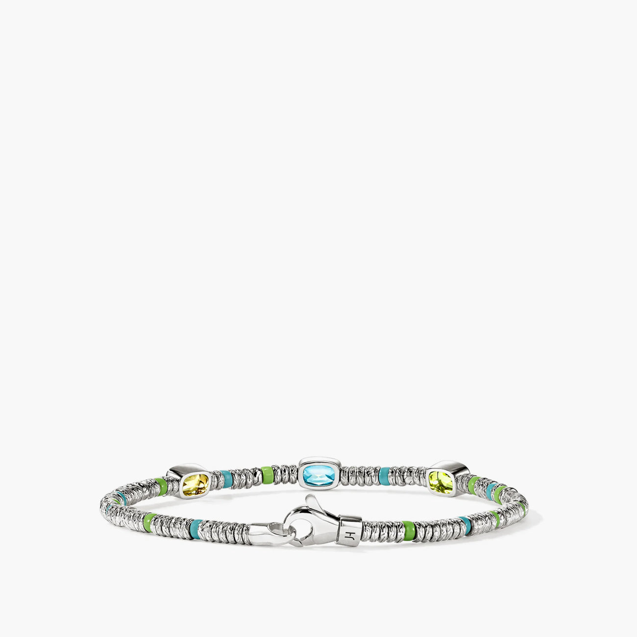 John Hardy 2.5mm Heishi Three Gem Bracelet in Sky Blue topaz