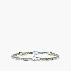 John Hardy 2.5mm Heishi Three Gem Bracelet in Sky Blue topaz