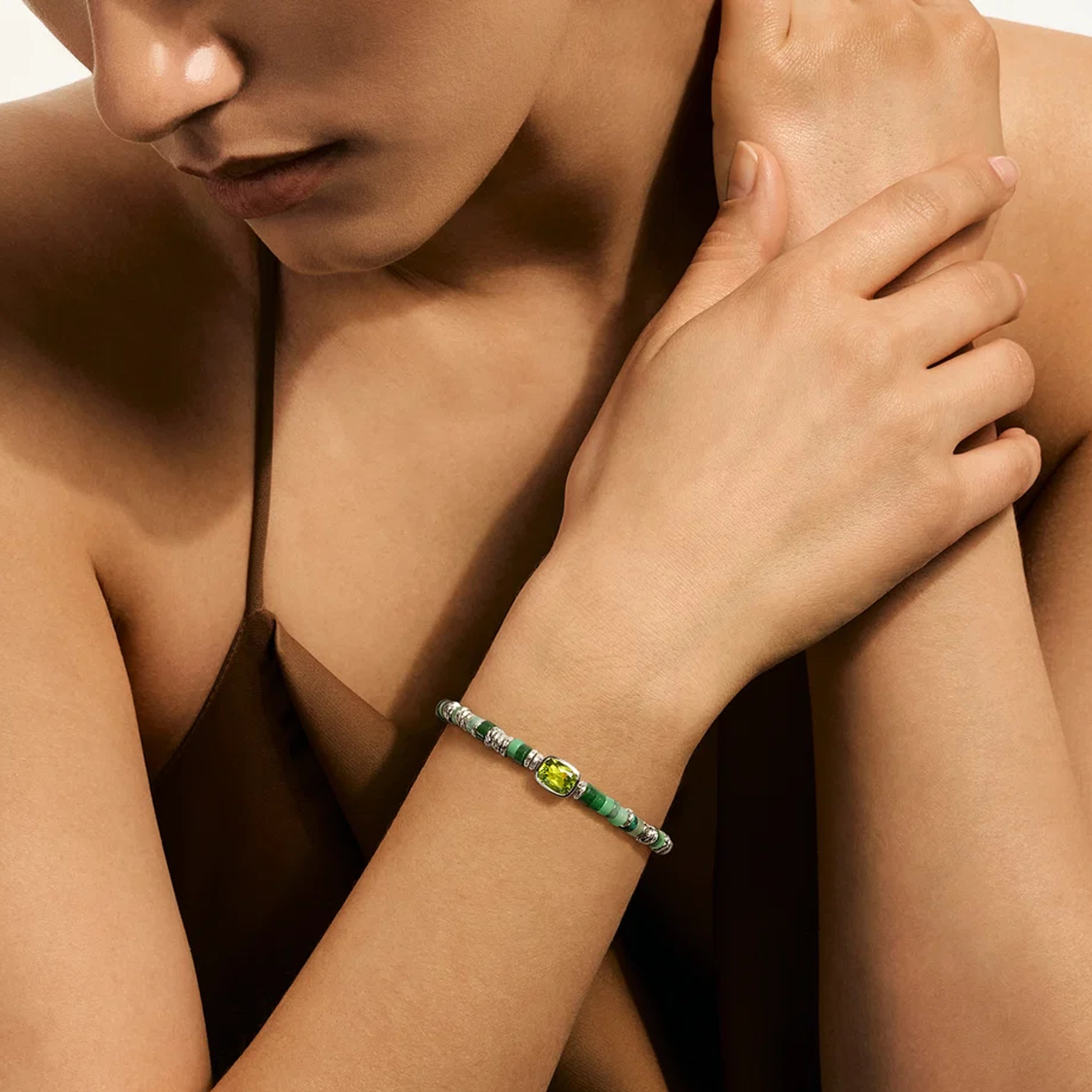 John Hardy Heishi Gem 4mm Peridot Bracelet