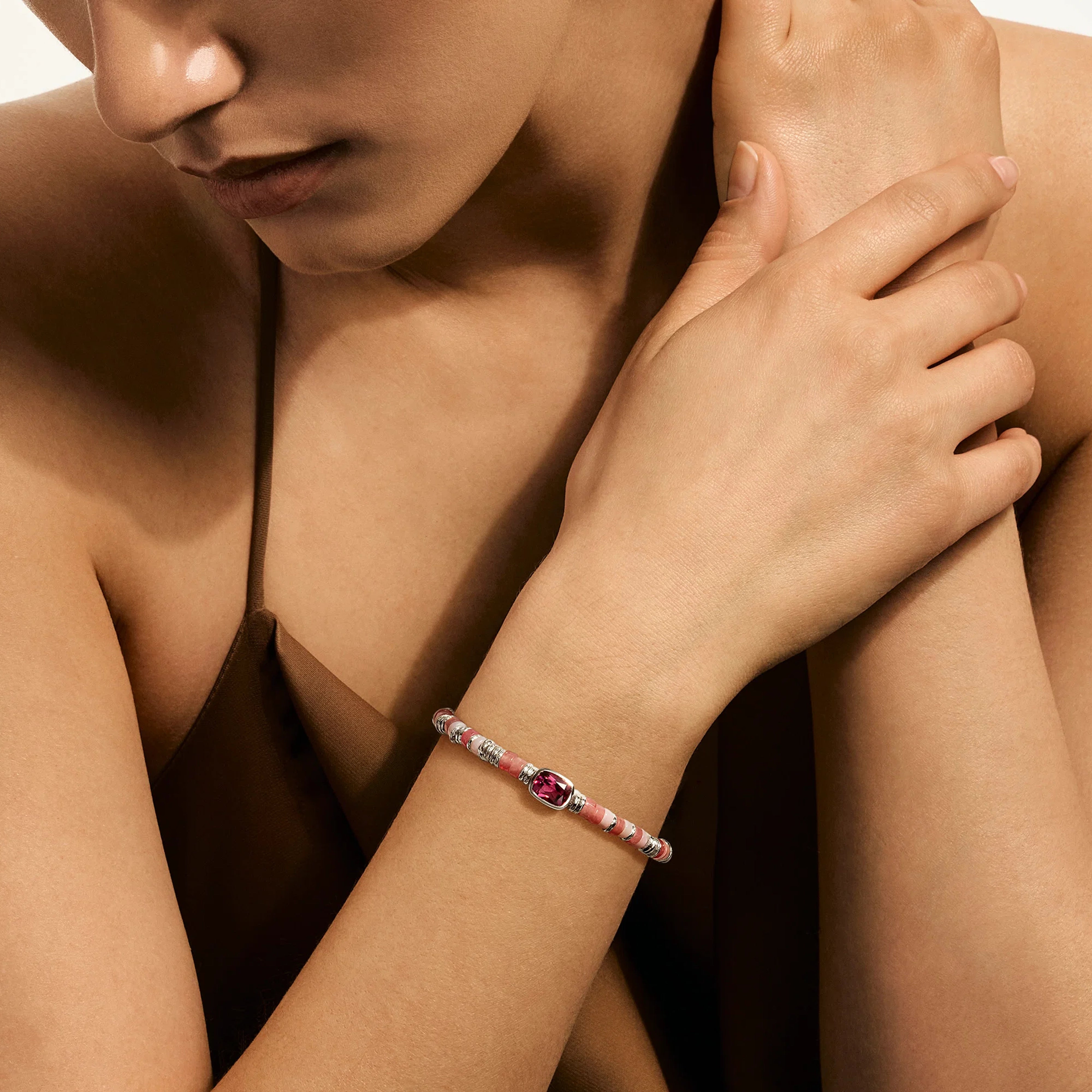 John Hardy Heishi Gem 4mm Rhodolite Bracelet
