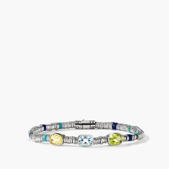 John Hardy Heishi 4mm Three Gemstone Bracelet in Sky Blue Topaz