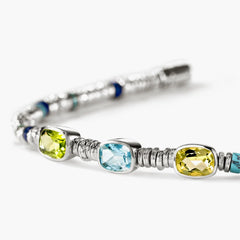 John Hardy Heishi 4mm Three Gemstone Bracelet in Sky Blue Topaz