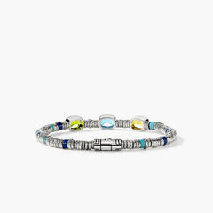 John Hardy Heishi 4mm Three Gemstone Bracelet in Sky Blue Topaz