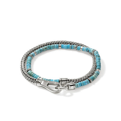 John Hardy Heishi Double Wrap Sterling Silver Bracelet with Turquoise - John Hardy product