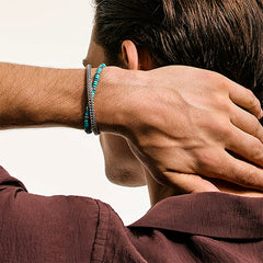 John Hardy Heishi Double Wrap Sterling Silver Bracelet with Turquoise