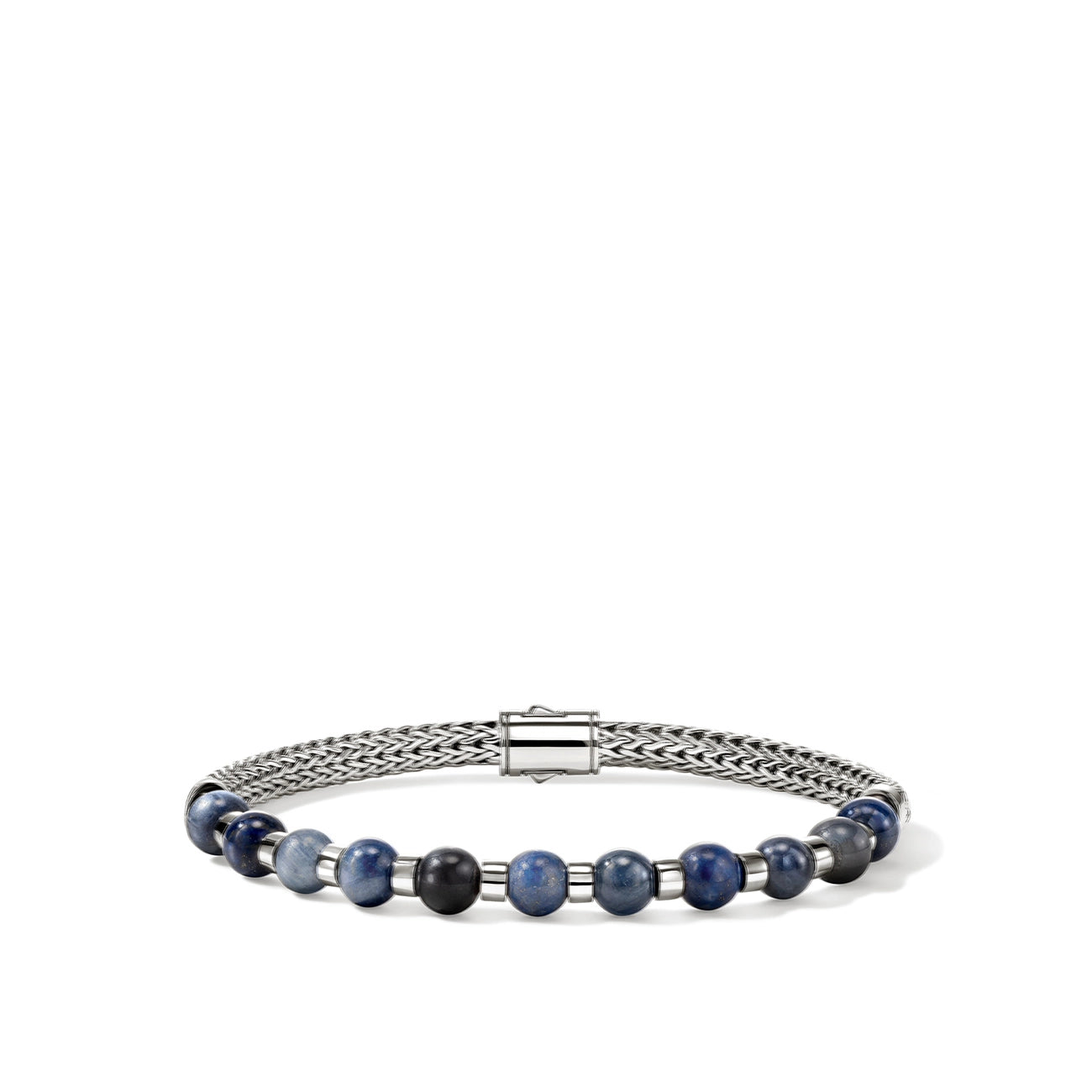 John Hardy Beaded Silver Chain Bracelet with Kyanite, Lapis, Blue