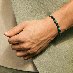 John Hardy Beaded Chrysocolla Silver Chain Bracelet