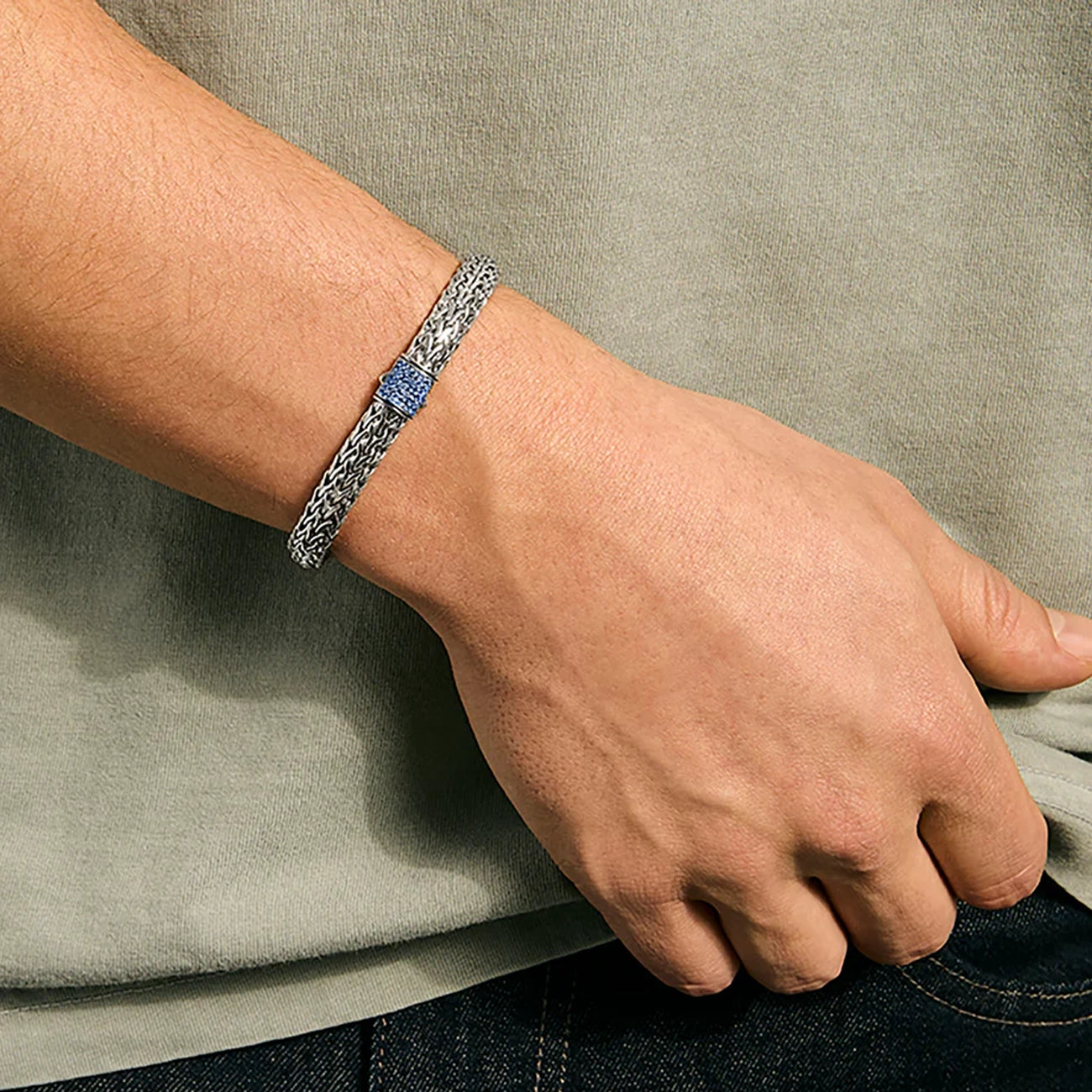 John Hardy Icon Silver 6.5mm Blue Sapphire Bracelet