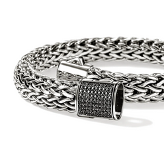 John Hardy Icon Silver 10.5mm Black Sapphire Bracelet