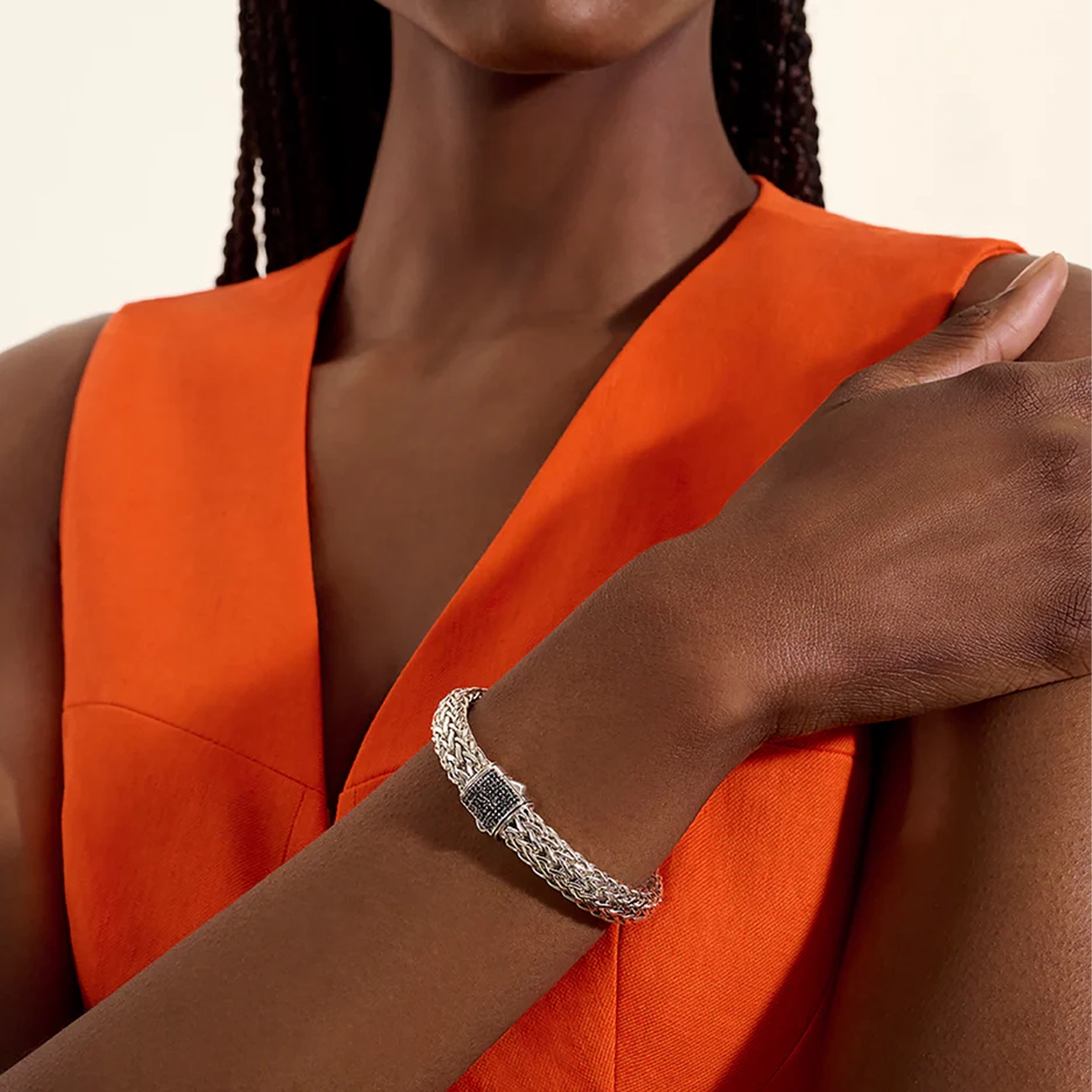 John Hardy Icon Silver 10.5mm Black Sapphire Bracelet