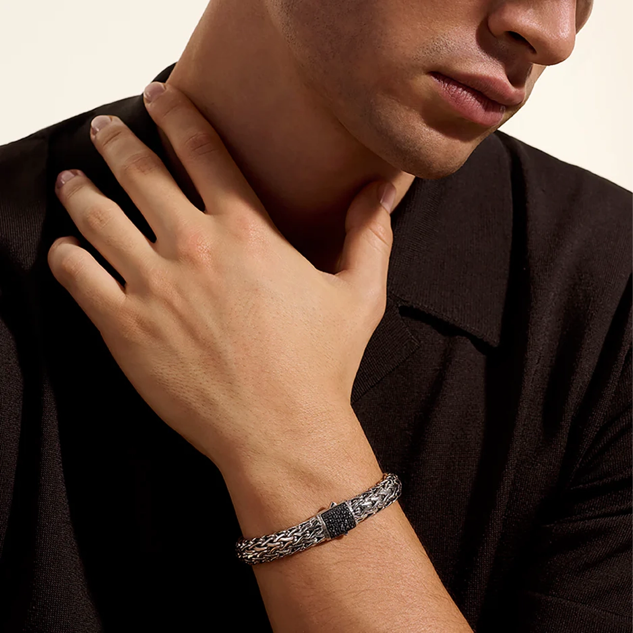 John Hardy Icon Silver 10.5mm Black Sapphire Bracelet