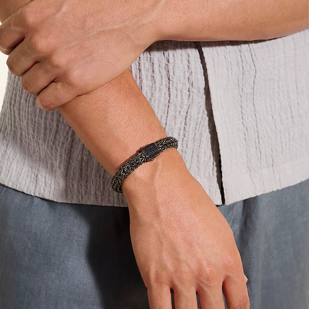 John Hardy Icon Dark Silver 10.5mm Black Sapphire Bracelet