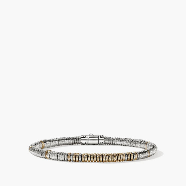 John Hardy Heishi 4mm Silver and Gold Bracelet
