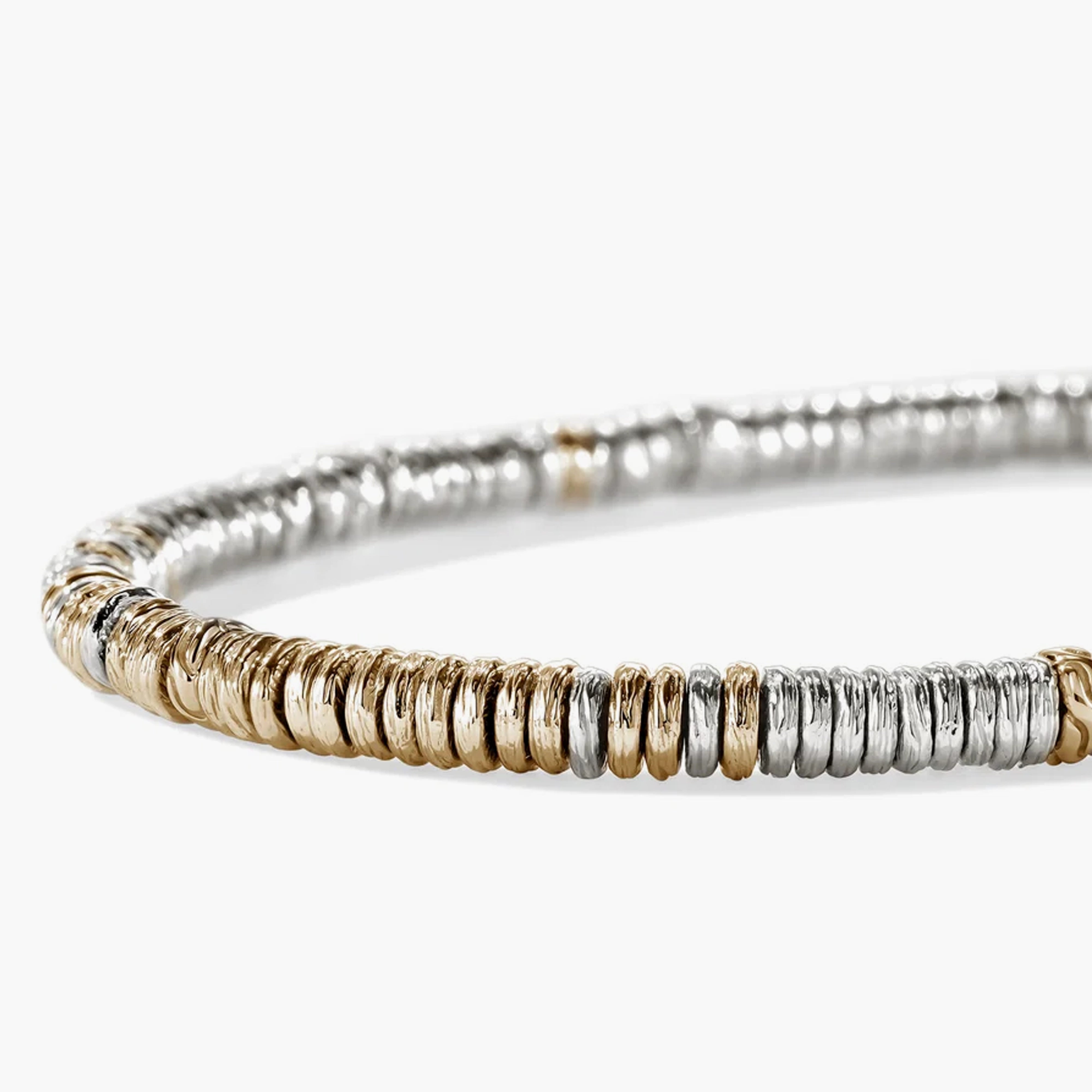 John Hardy Heishi 4mm Silver and Gold Bracelet