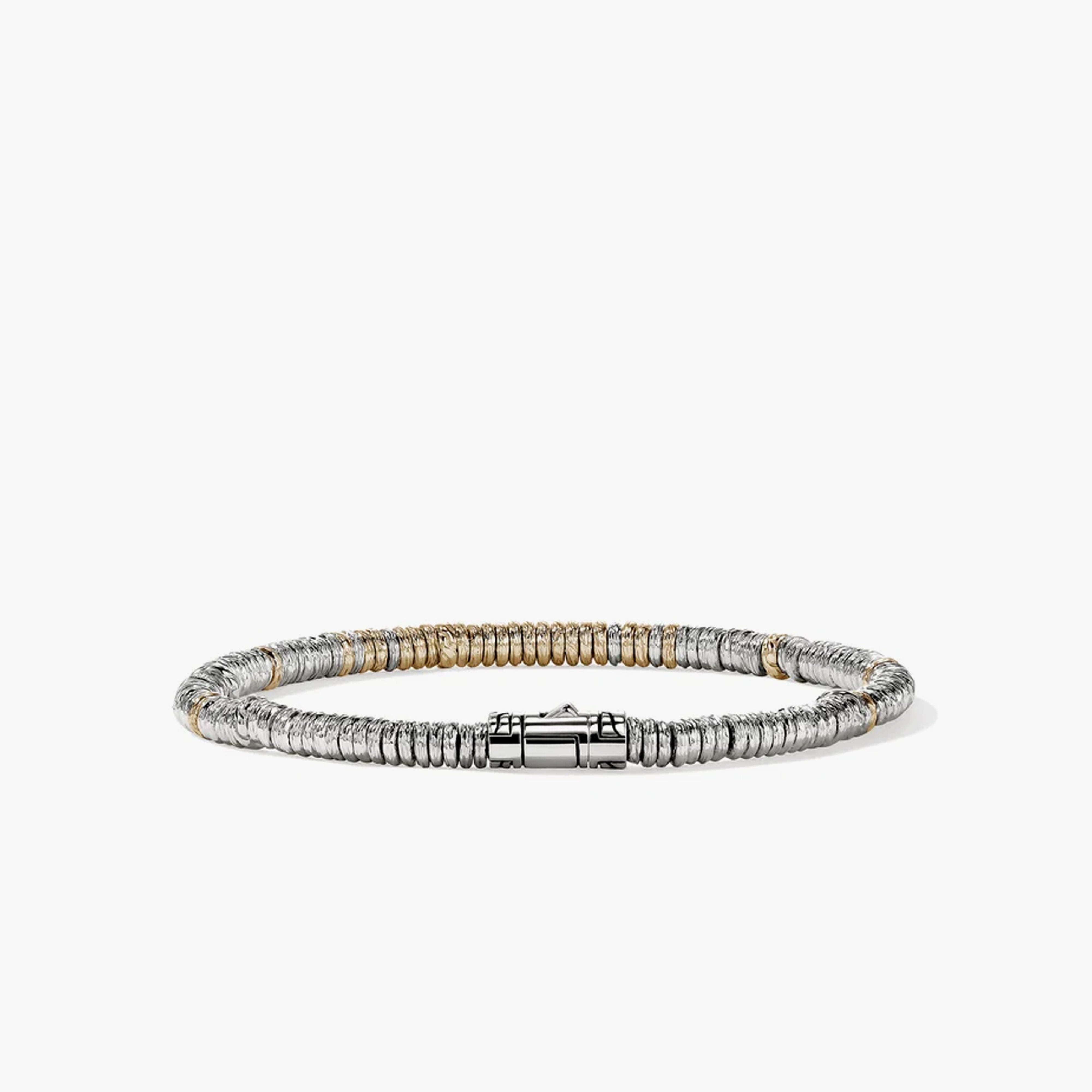 John Hardy Heishi 4mm Silver and Gold Bracelet