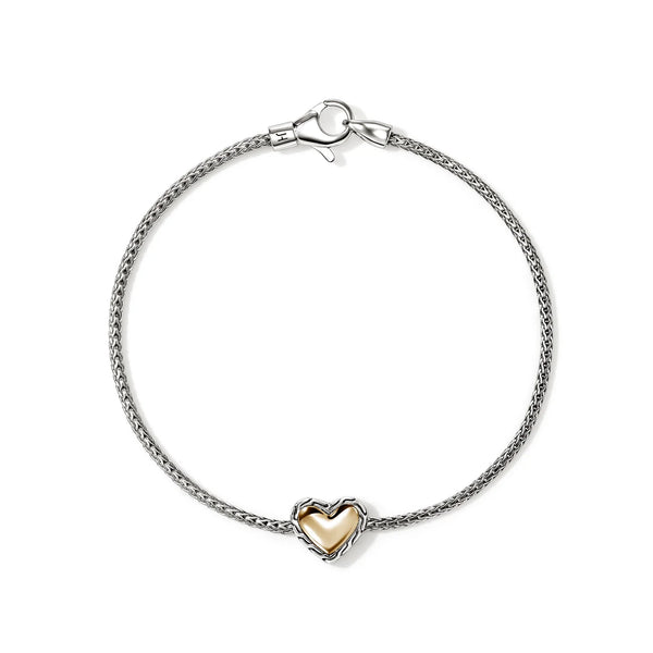 John Hardy Essential Silver and Gold Heart 1.8mm Bracelet