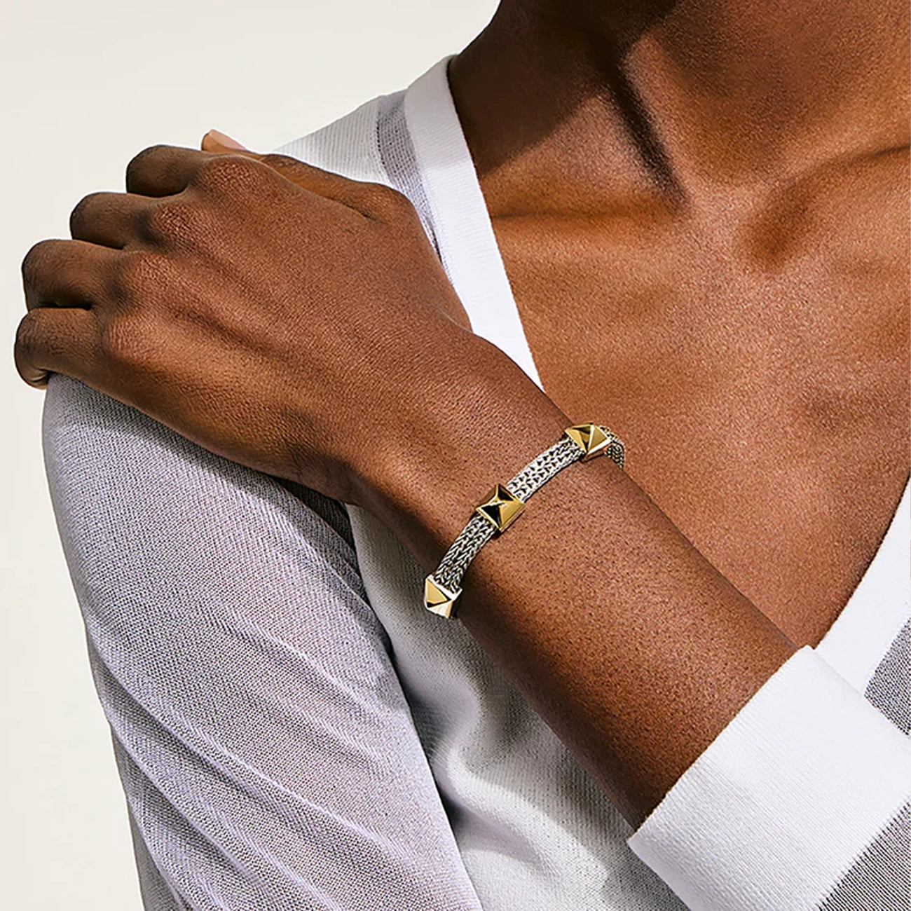 John Hardy Icon Stud Silver and Gold 6mm Bracelet