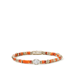John Hardy Lovestruck Orange Oyster Shell and Lab Diamond Heishi Bracelet