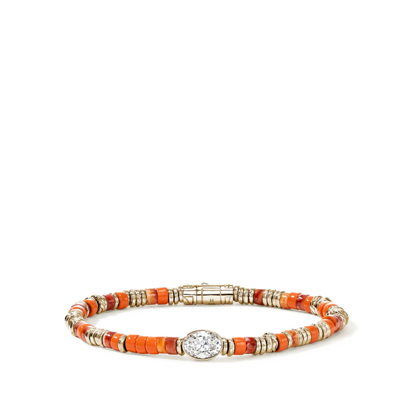 John Hardy Lovestruck Orange Oyster Shell and Lab Diamond Heishi Bracelet