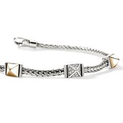 John Hardy Icon Stud Gold and Silver Diamond 2.5mm Bracelet